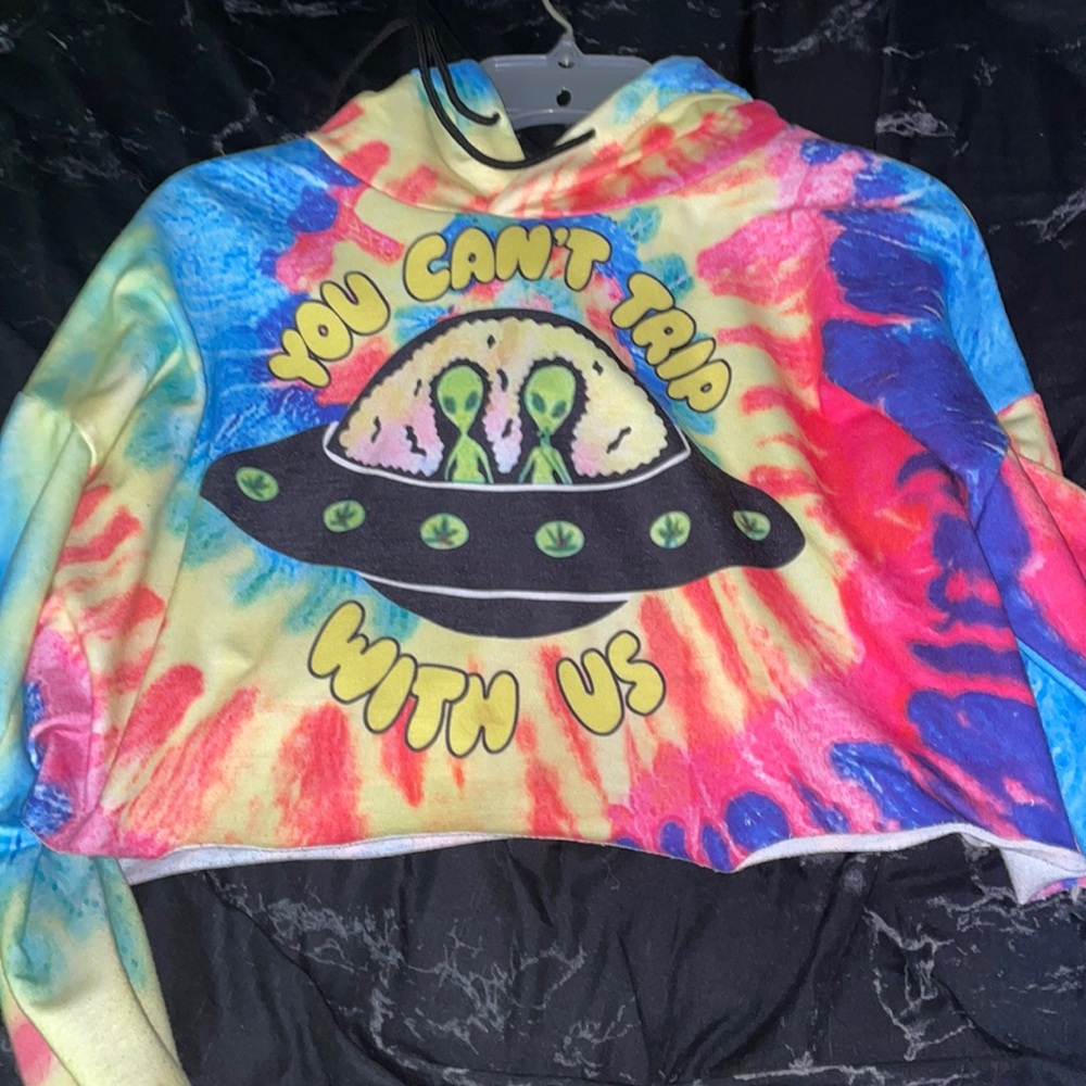 Tie-dye hippy cropped hoodie